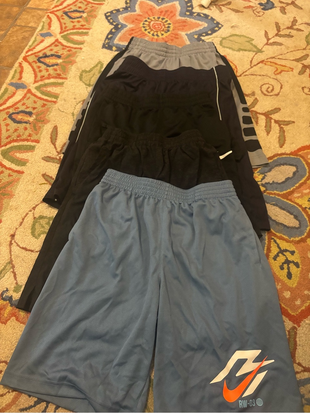 Lot of 5 pair of athletic shorts Nike and various brands youth large 12